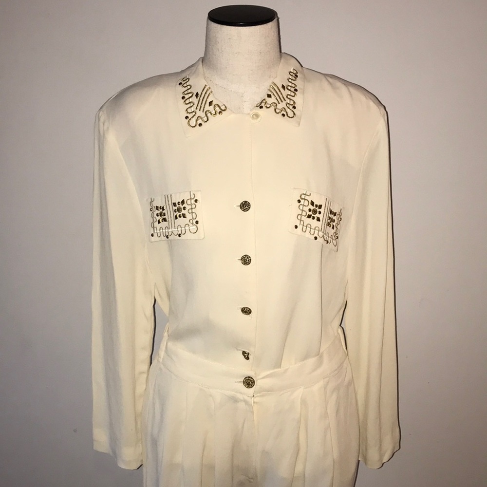 Vintage 2 pieces Elegant Set ,Blouse and Pants.